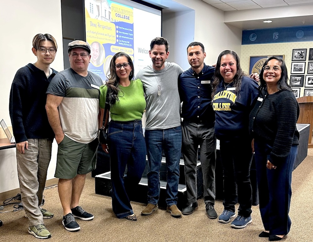 ASL faculty with guest panelists at spring 2025 Deaf Perspectives event (2)-min FC ASL faculty with guest panelists Ryan Lane and Kimberly Coronado at Spring 2025 Deaf Perspectives event